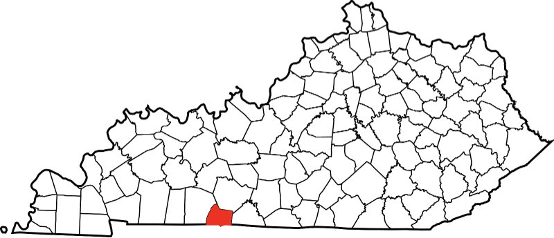 An image highlighting Simpson County in Kentucky