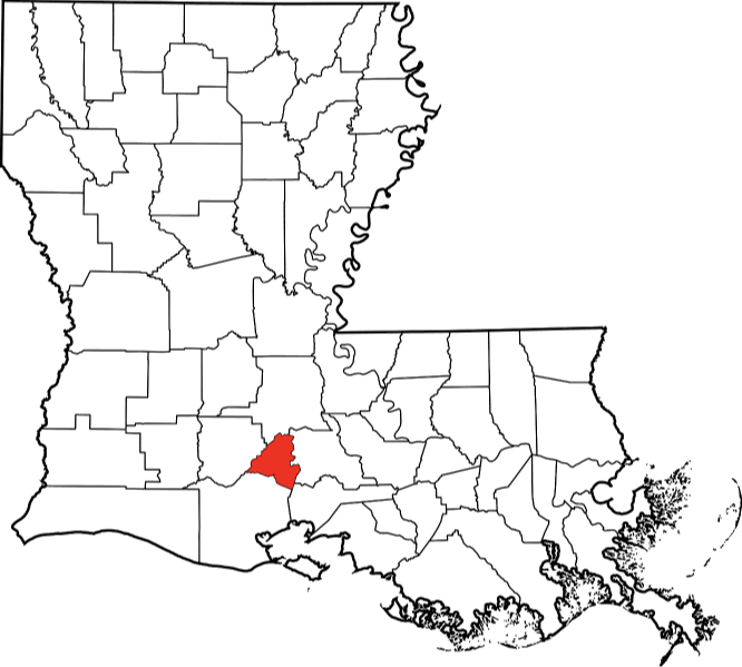 An image highlighting Lafayette Parish in Louisiana
