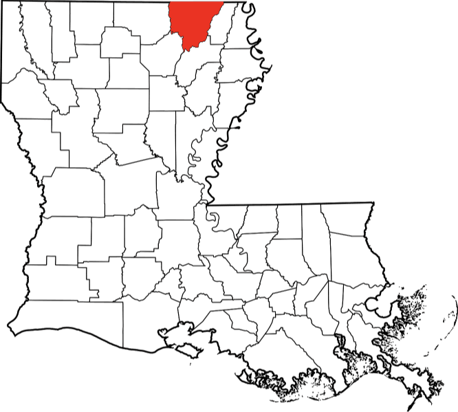 An image highlighting Morehouse Parish in Louisiana