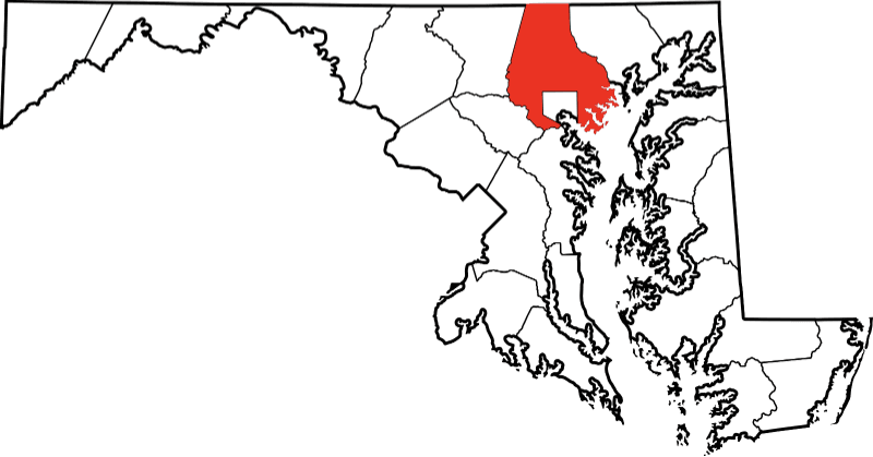 An image highlighting Baltimore County in Maryland