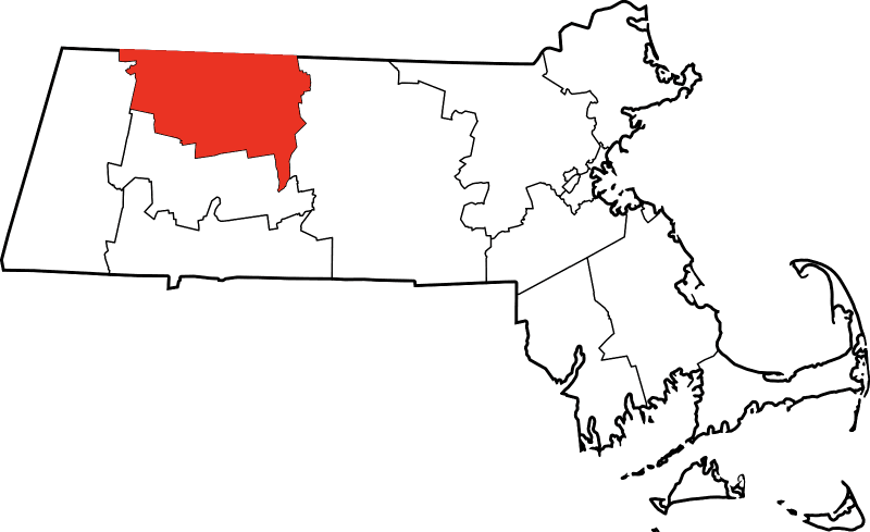 An image highlighting Franklin County in Massachusetts