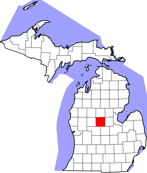 An image highlighting Isabella County in Michigan