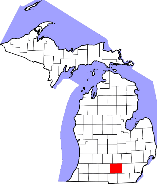 An image highlighting Jackson County in Michigan