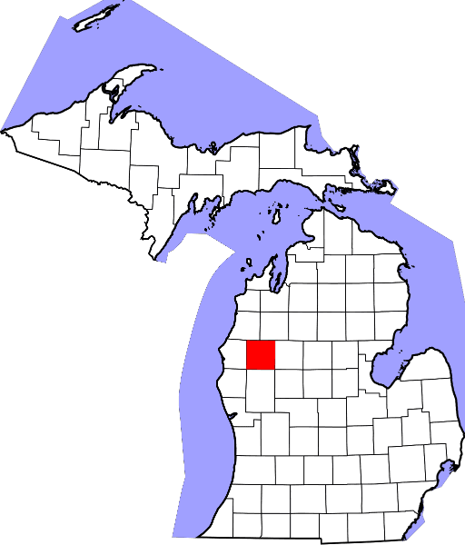 An image highlighting Lake County in Michigan