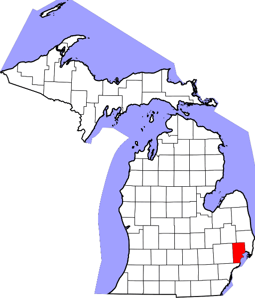 An image highlighting Macomb County in Michigan