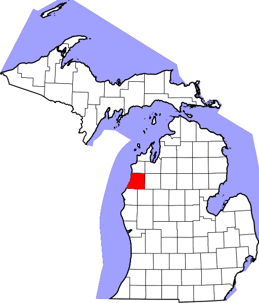 An image highlighting Manistee County in Michigan