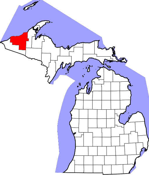 An image highlighting Ontonagon County in Michigan