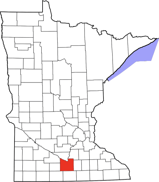 An image highlighting Blue Earth County in Minnesota