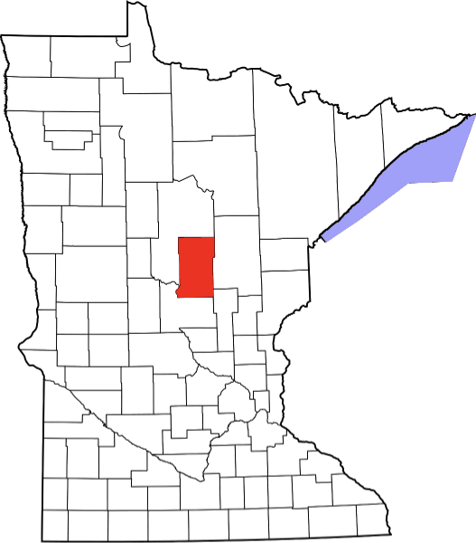 An image highlighting Crow Wing County in Minnesota