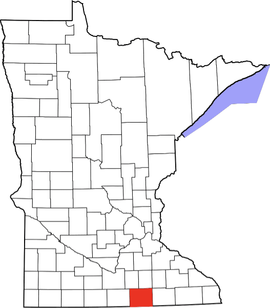 An image highlighting Freeborn County in Minnesota