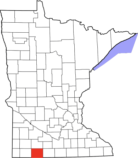 An image highlighting Jackson County in Minnesota
