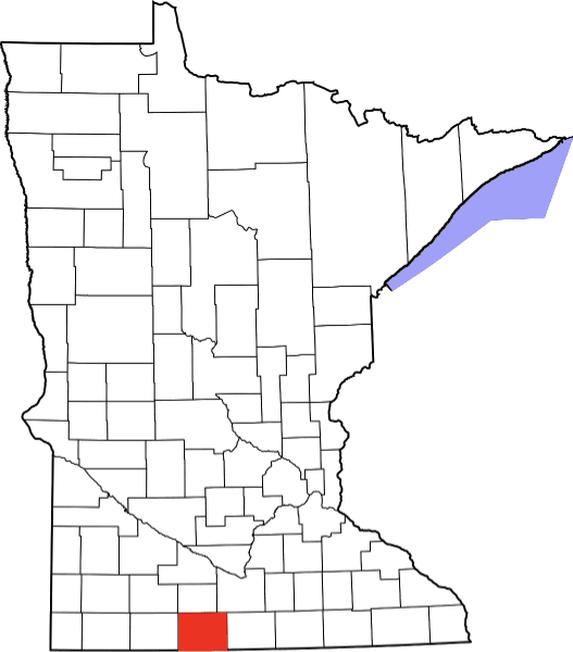 An image highlighting Martin County in Minnesota