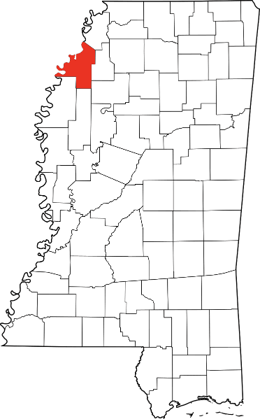 An image highlighting Coahoma County in Mississippi