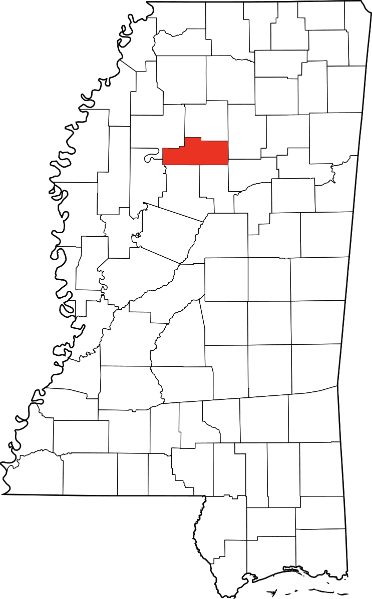 An image highlighting Grenada County in Mississippi