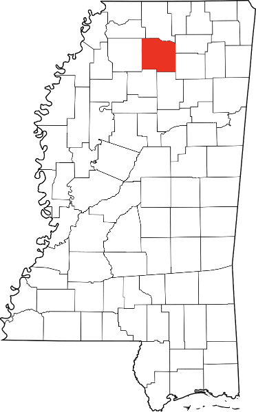An image highlighting Lafayette County in Mississippi