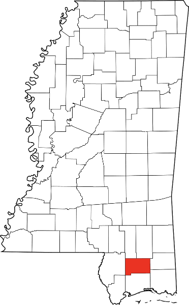 An image highlighting Stone County in Mississippi