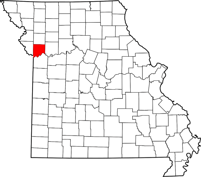 An image highlighting Clay County in Missouri