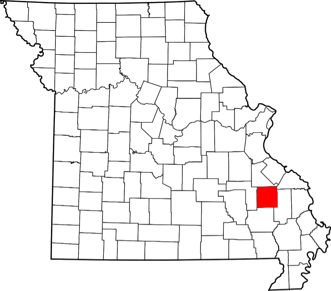 An image highlighting Madison County in Missouri