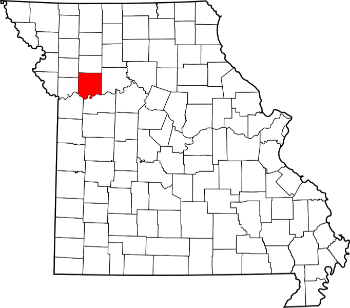 An image highlighting Ray County in Missouri