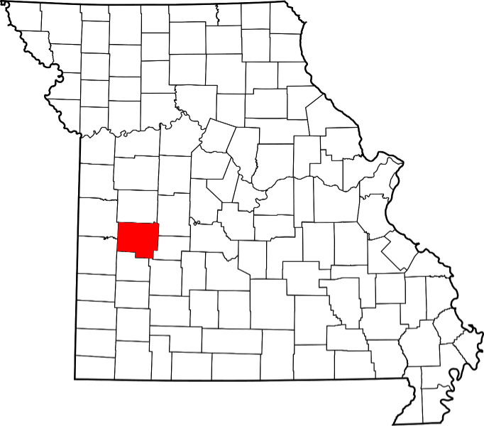 An image highlighting St Clair County in Missouri