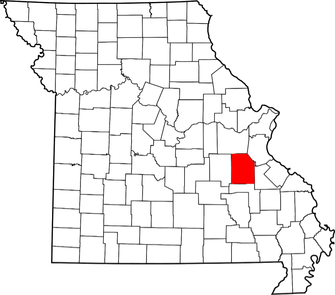 An image highlighting Wayne County in Missouri