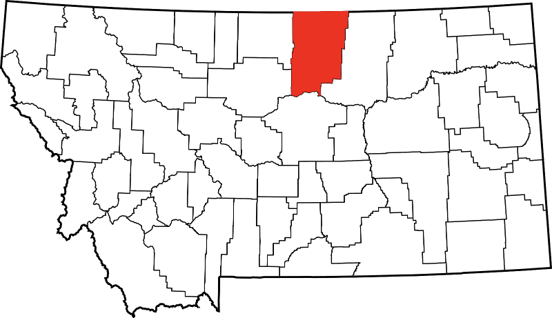 An image highlighting Blaine County in Montana