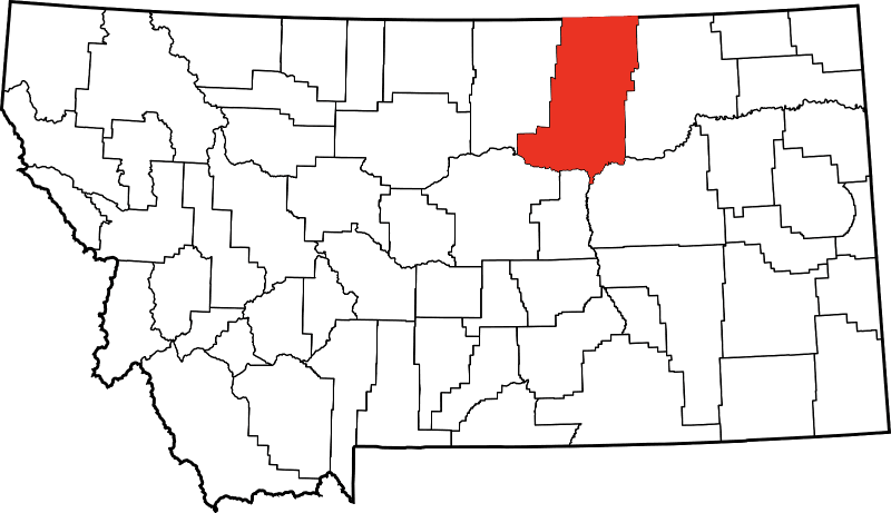 An image highlighting Phillips County in Montana