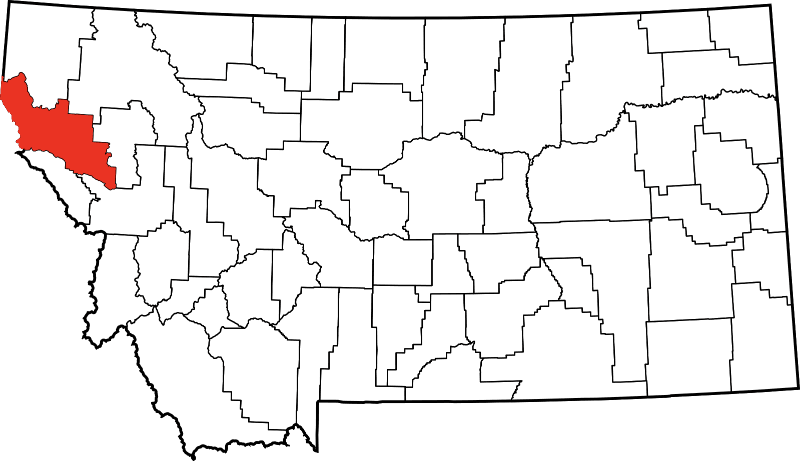 An image highlighting Sanders County in Montana