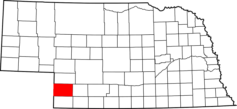 An image highlighting Chase County in Nebraska