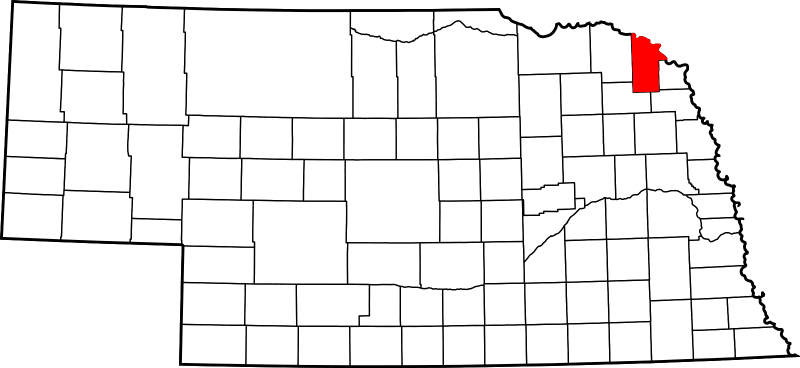 An image highlighting Dixon County in Nebraska