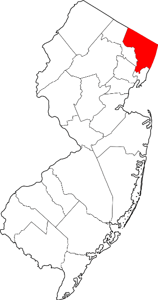 An image highlighting Bergen County in New Jersey