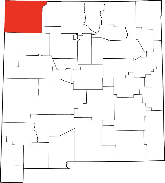 An image highlighting San Miguel County in New Mexico