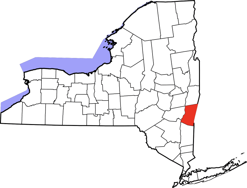 An image highlighting Columbia County in New York