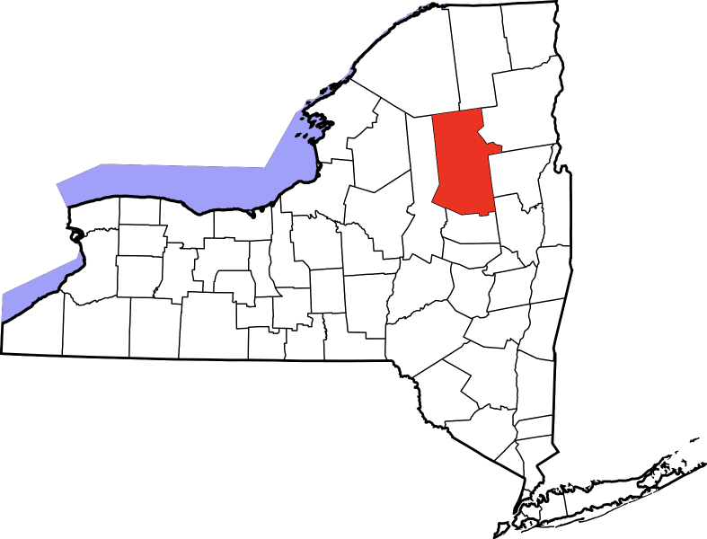 An image highlighting Hamilton County in New York