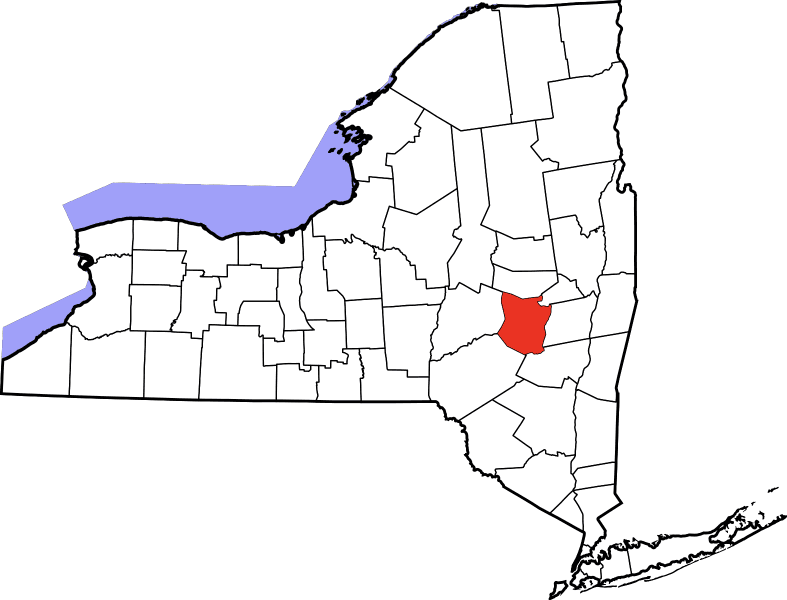 An image highlighting Schoharie County in New York