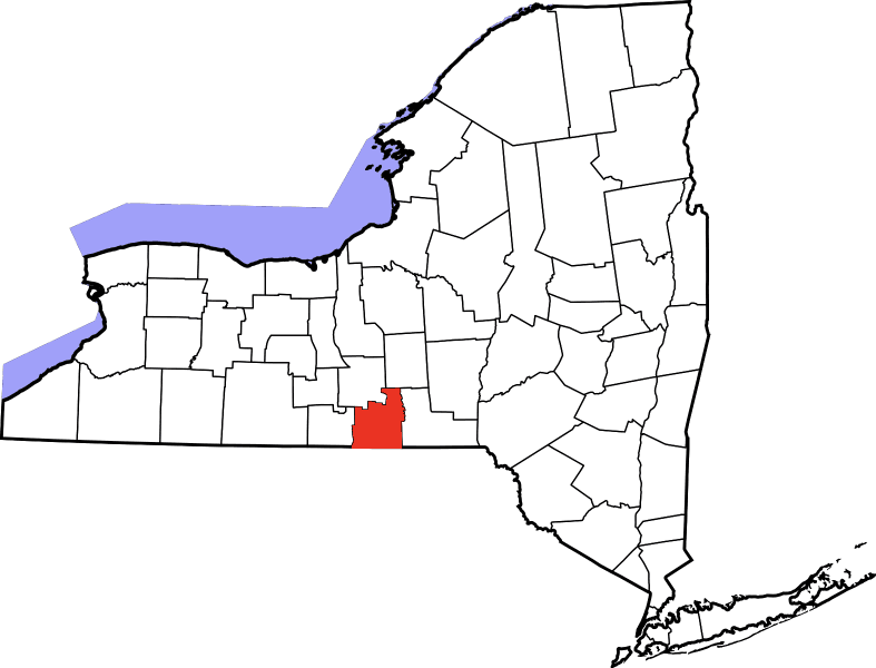 An image highlighting Tioga County in New York