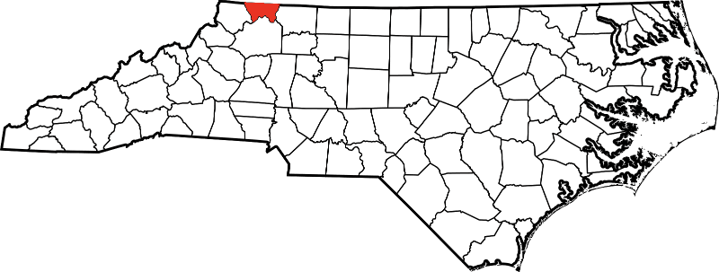 An image highlighting Alleghany County in North Carolina