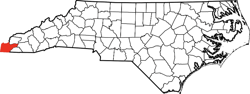 An image highlighting Cherokee County in North Carolina