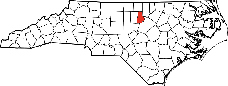 An image highlighting Durham County in North Carolina
