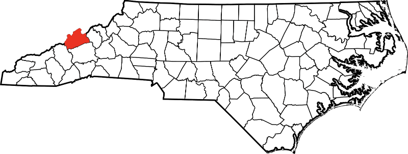 An image highlighting Madison County in North Carolina