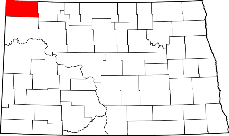 An image highlighting Divide County in North Dakota