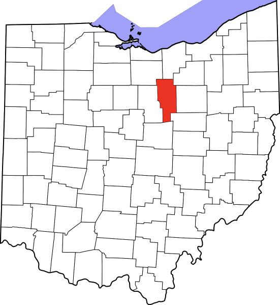 An image highlighting Ashland County in Ohio