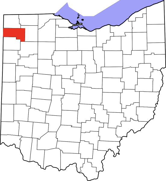 An image highlighting Defiance County in Ohio