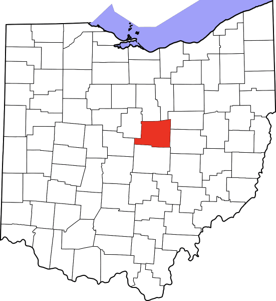 An image highlighting Knox County in Ohio