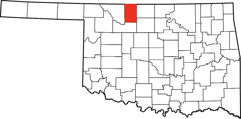 An image highlighting Alfalfa County in Oklahoma