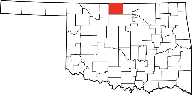 An image highlighting Grant County in Oklahoma