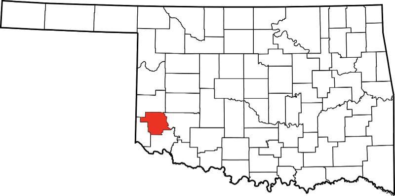 An image highlighting Greer County in Oklahoma