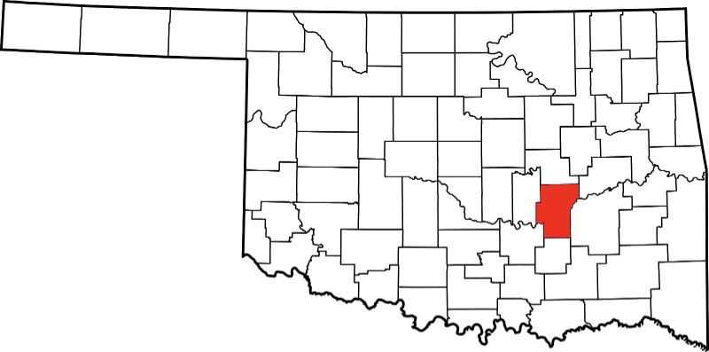 An illustration of Hughes County in Oklahoma