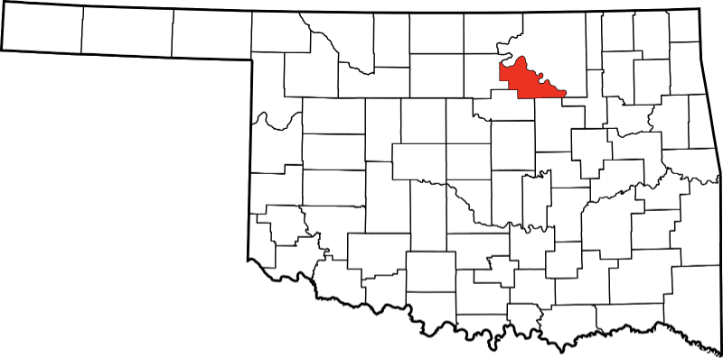 An image highlighting Pawnee County in Oklahoma