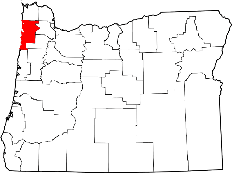 An image highlighting Tillamook County in Oregon